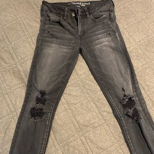Size 4 black distressed jeans from American eagle